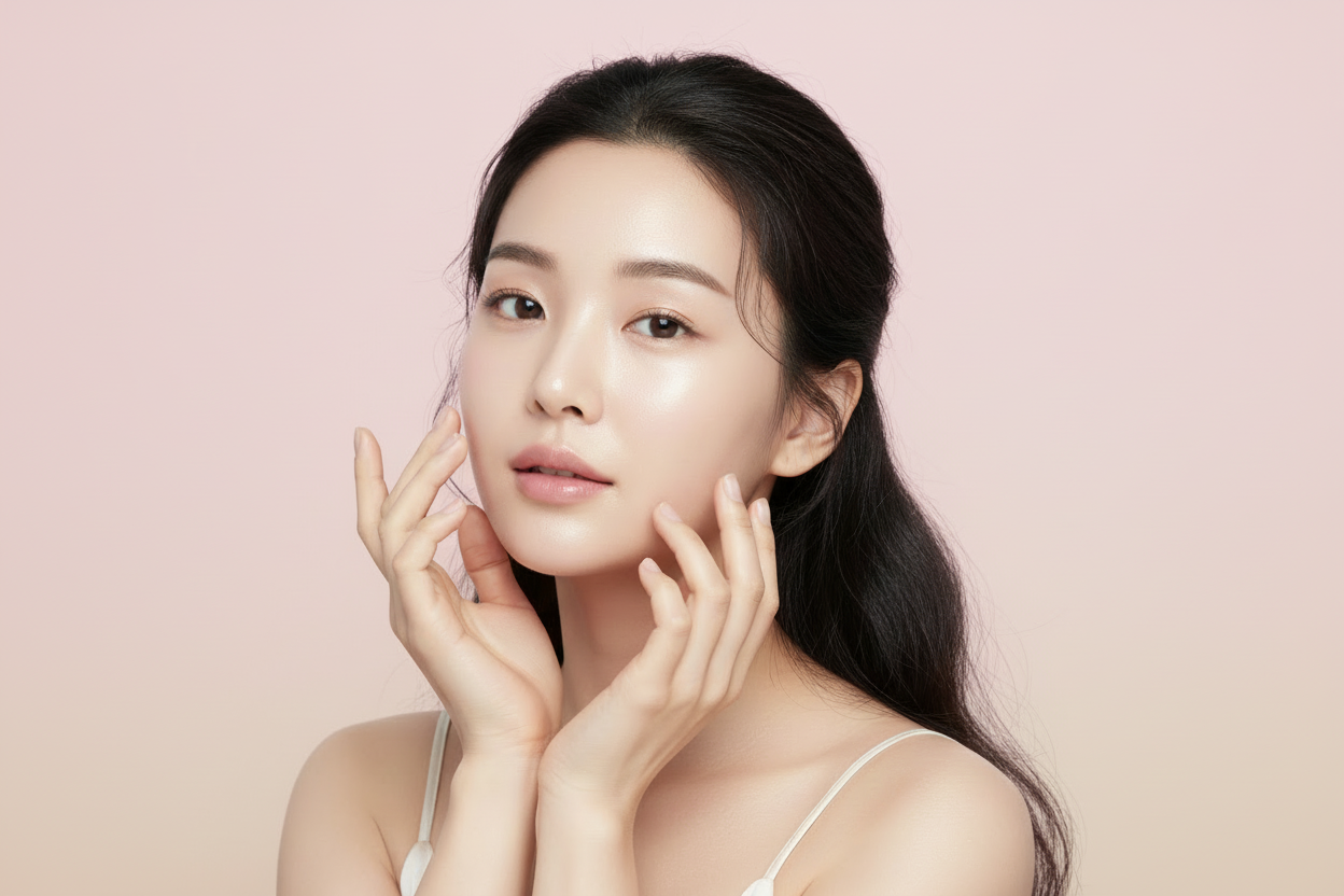 an asian model for k beauty product skincare 